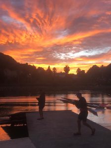 Coastal rowing sunrise